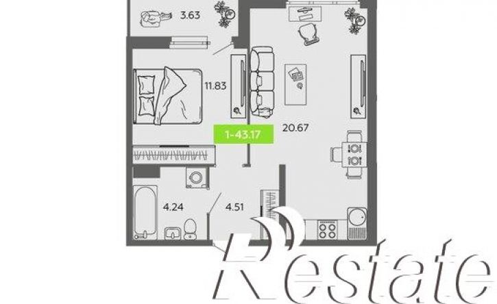 1-комн квартира в новом доме улица Самойло, 1,  д. 1