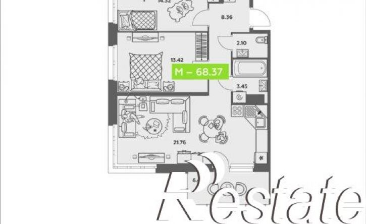 2-комн квартира в новом доме улица Валявкина, 28 к1,  д. 28 к1