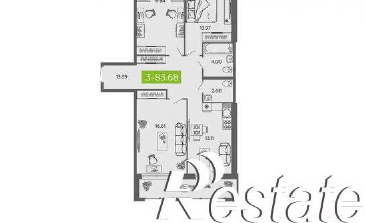 3-комн квартира в новом доме улица Самойло, 1,  д. 1