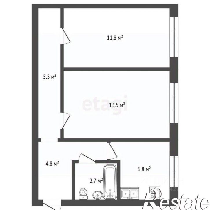 2-комн квартира улица Воронина, 25 к3,  д. 25 к3